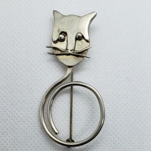 KITTY CAT Texco Mexico 925 CAT Brooch Pin Mid Century Modern